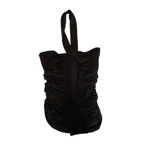 ⭐️ FREDERICKS OF HOLLYWOOD Black Silky Ruched Y2K Halter Top